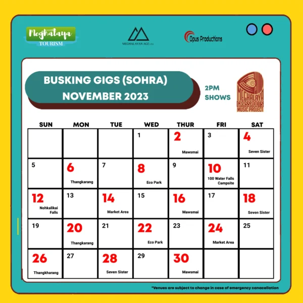 SOHRA NOV BUSKING CALENDAR