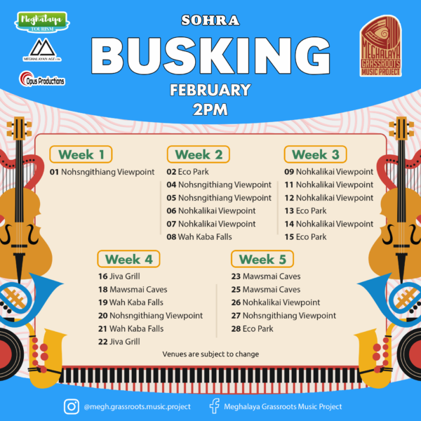 Feb 2025 Busking Calendar Sohra 2PM