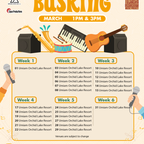 March 2025 Busking Calendar Ri Bhoi