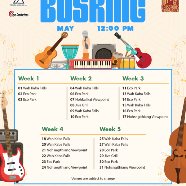 May 2025 Busking Calendar Sohra 12PM